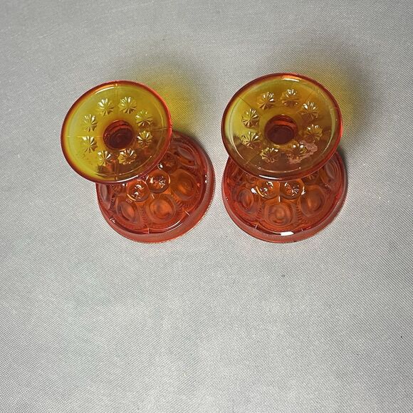 VINTAGE LE SMITH AMBERINA MOON AND STARS CORDIAL GLASSES-UV-GLOWS - Picture 10 of 13